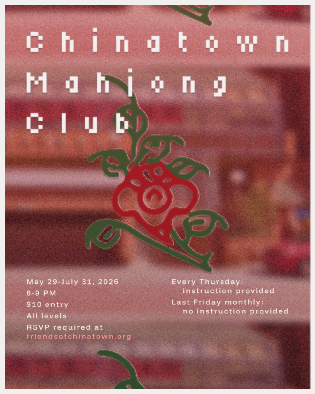 Chinatown Mahjong Club poster — flower tile
